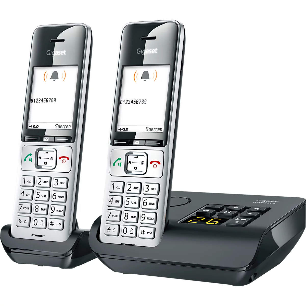 Téléphone sans fil Gigaset Comfort 500A Duo, répondeur, compatible avec les appareils auditifs, noir