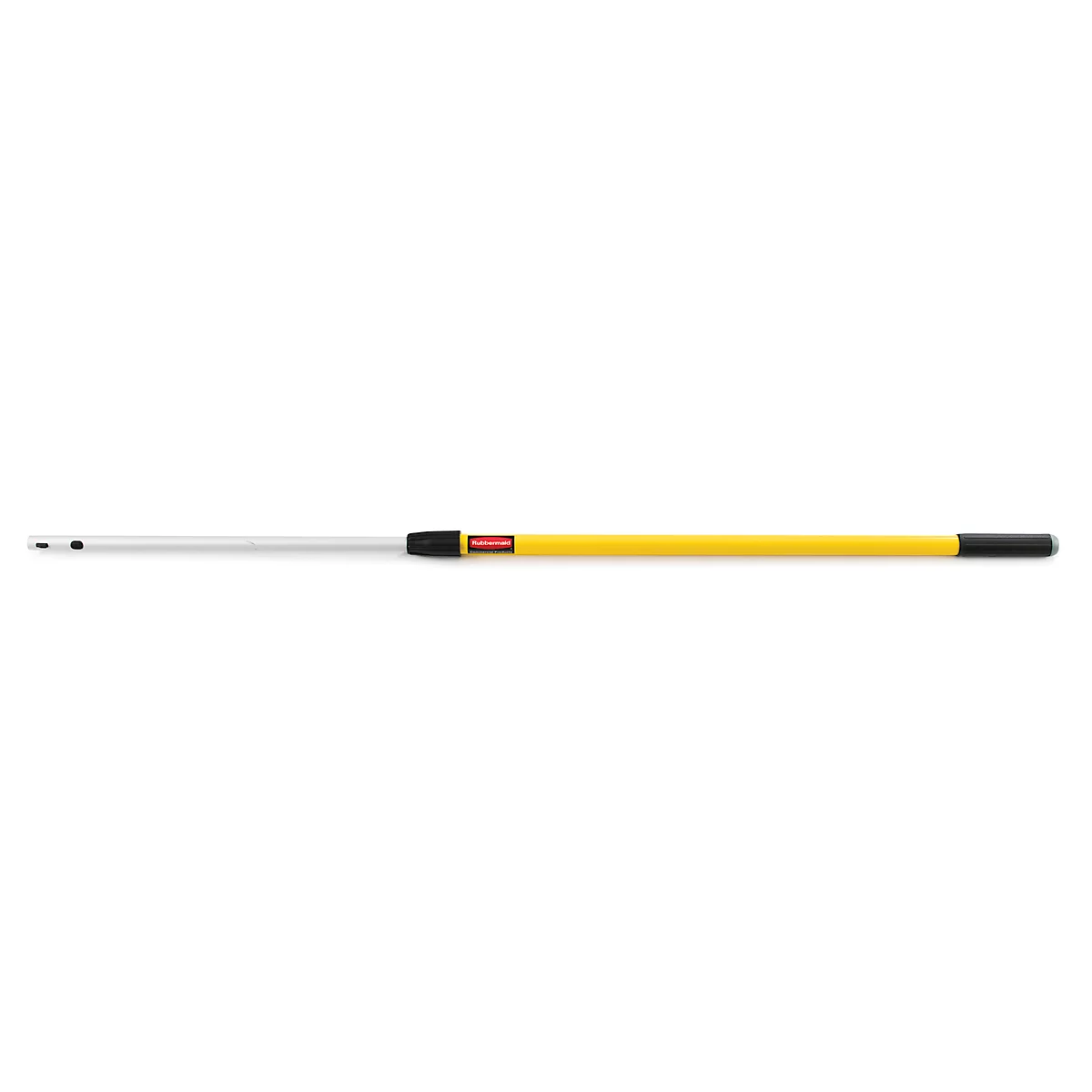 A yellow and black rod with red accent color. At one end, two small holes can be seen.