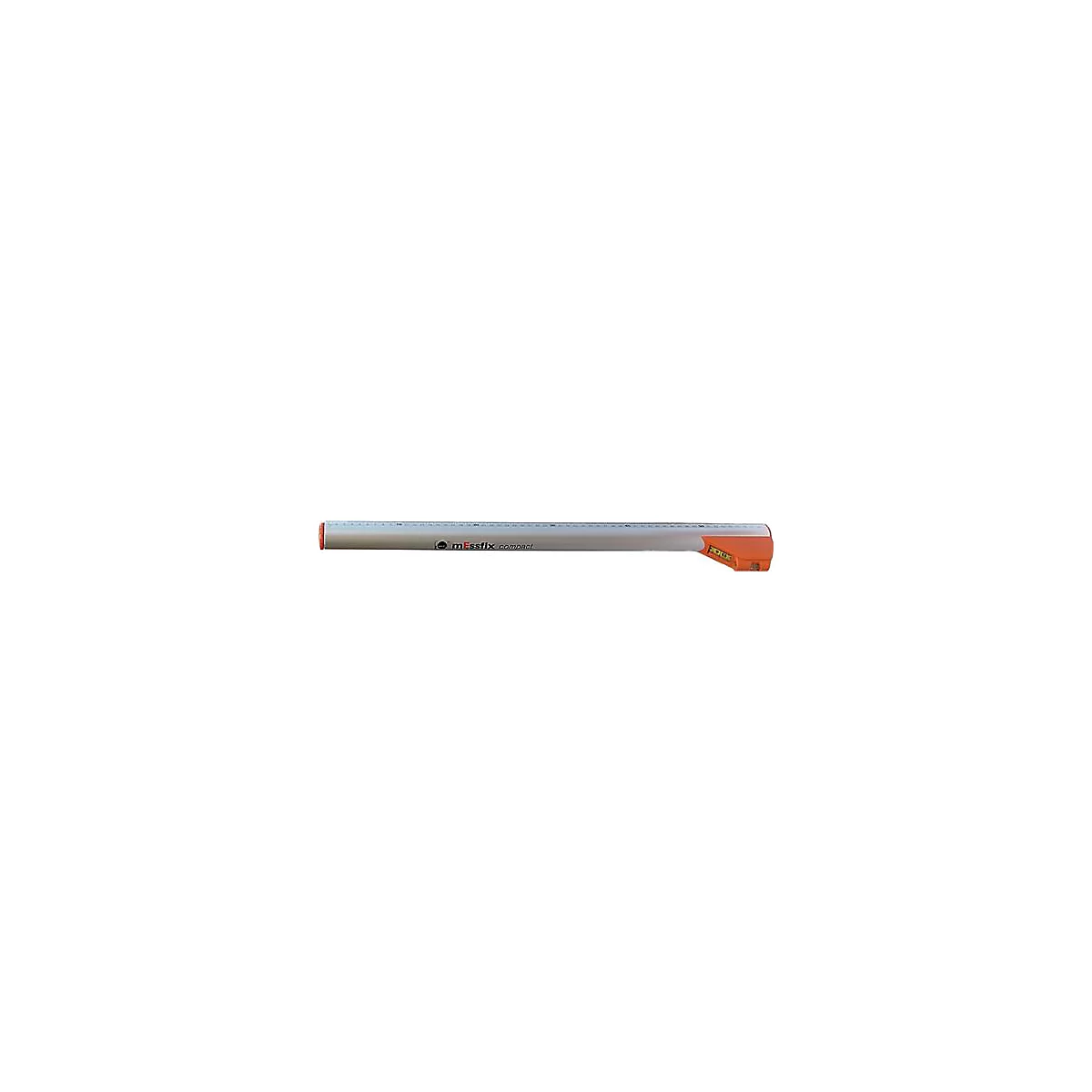 Een grijs meetinstrument met een oranje hoek. De tekst "messfix compact" is op het gereedschap te zien.