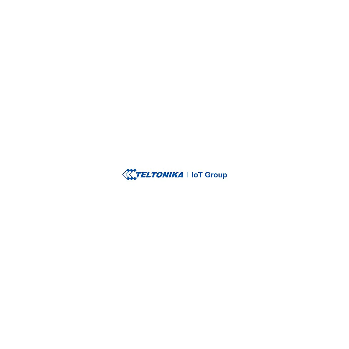 Blaues Logo der Firma Teltonika IoT Group mit grafischem Symbol aus Rauten.