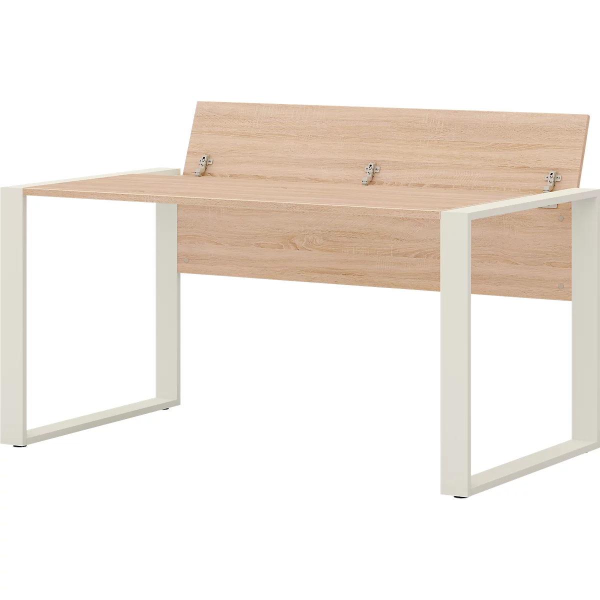 TEMPIO Home Office bureau, rechthoekig, slede onderstel, B 1500 x D 800 x H 740 mm, Sonoma eik/wit
