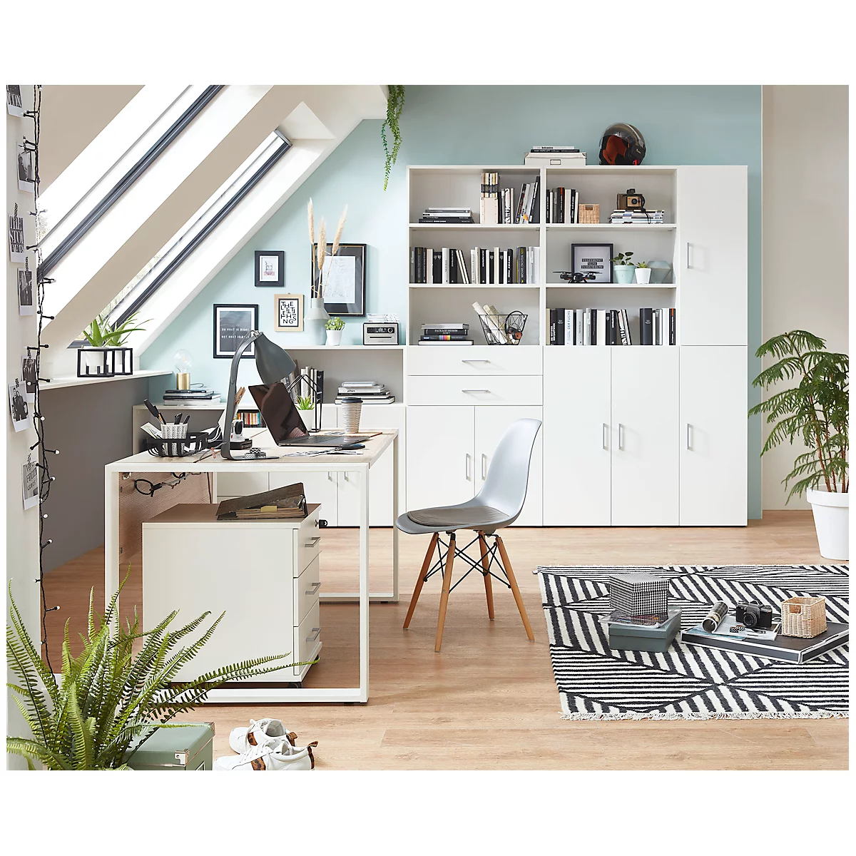 TEMPIO Home Office bureau, rechthoekig, slede onderstel, B 1500 x D 800 x H 740 mm, Sonoma eik/wit