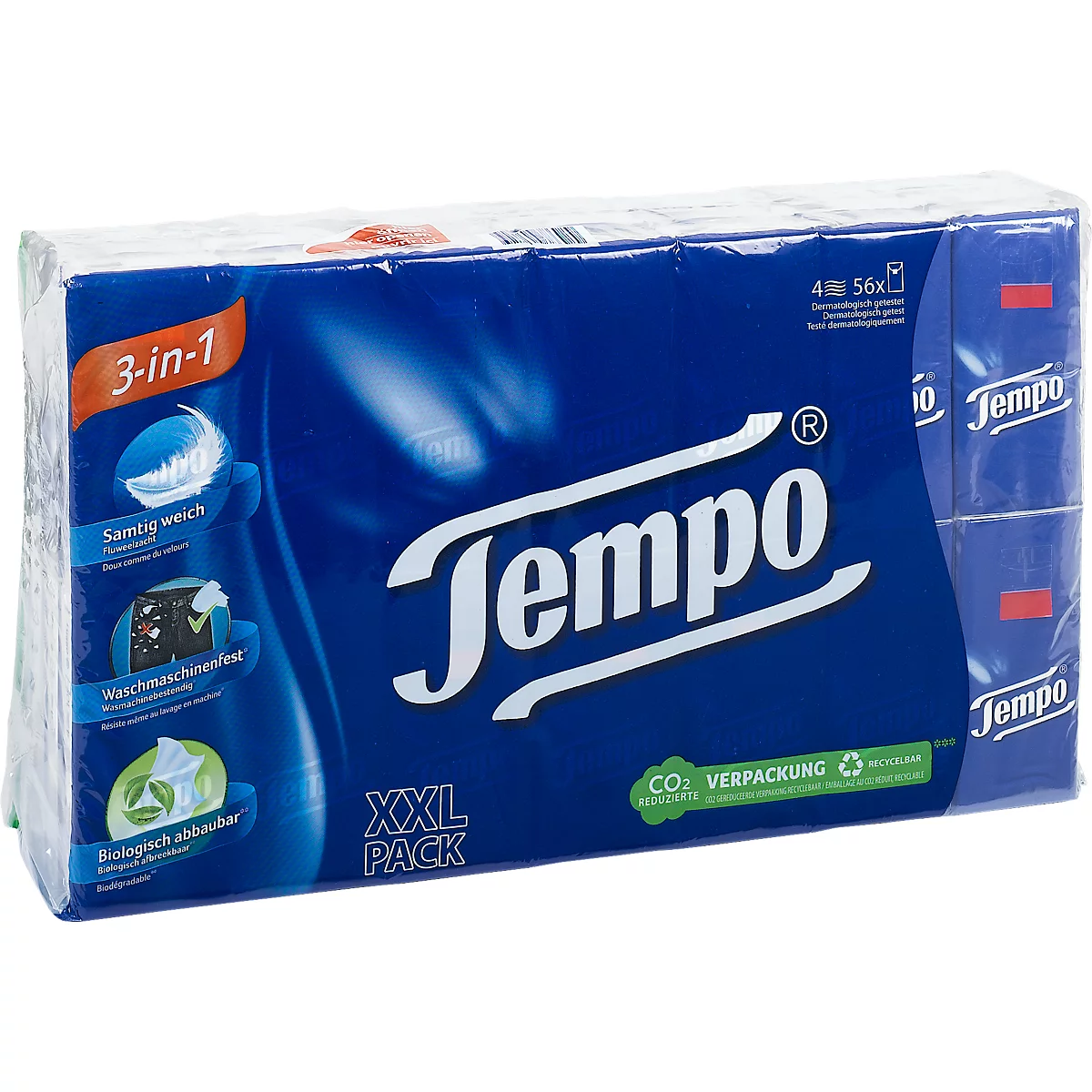 Tempo Taschentücher 3 in 1, samtig weich, 1 Packung à 56 x 10 Tücher