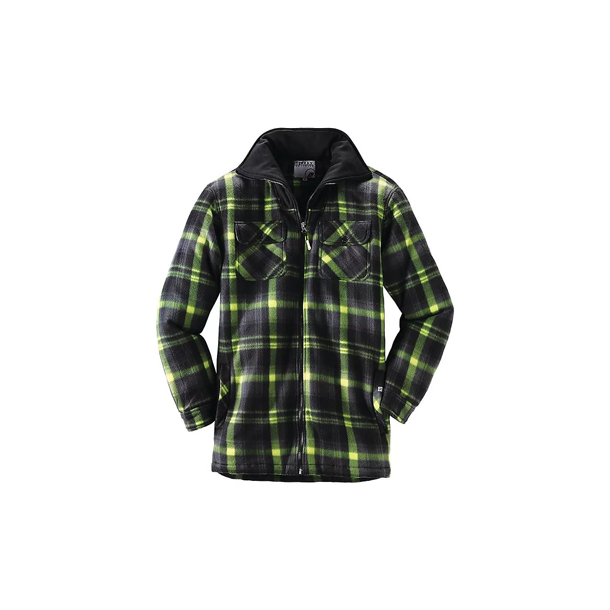 TERRAX Thermohemd, Gr. M, schwarz/limette, 100% Polyester, Frontreißverschluss, Einschub- & Brusttaschen