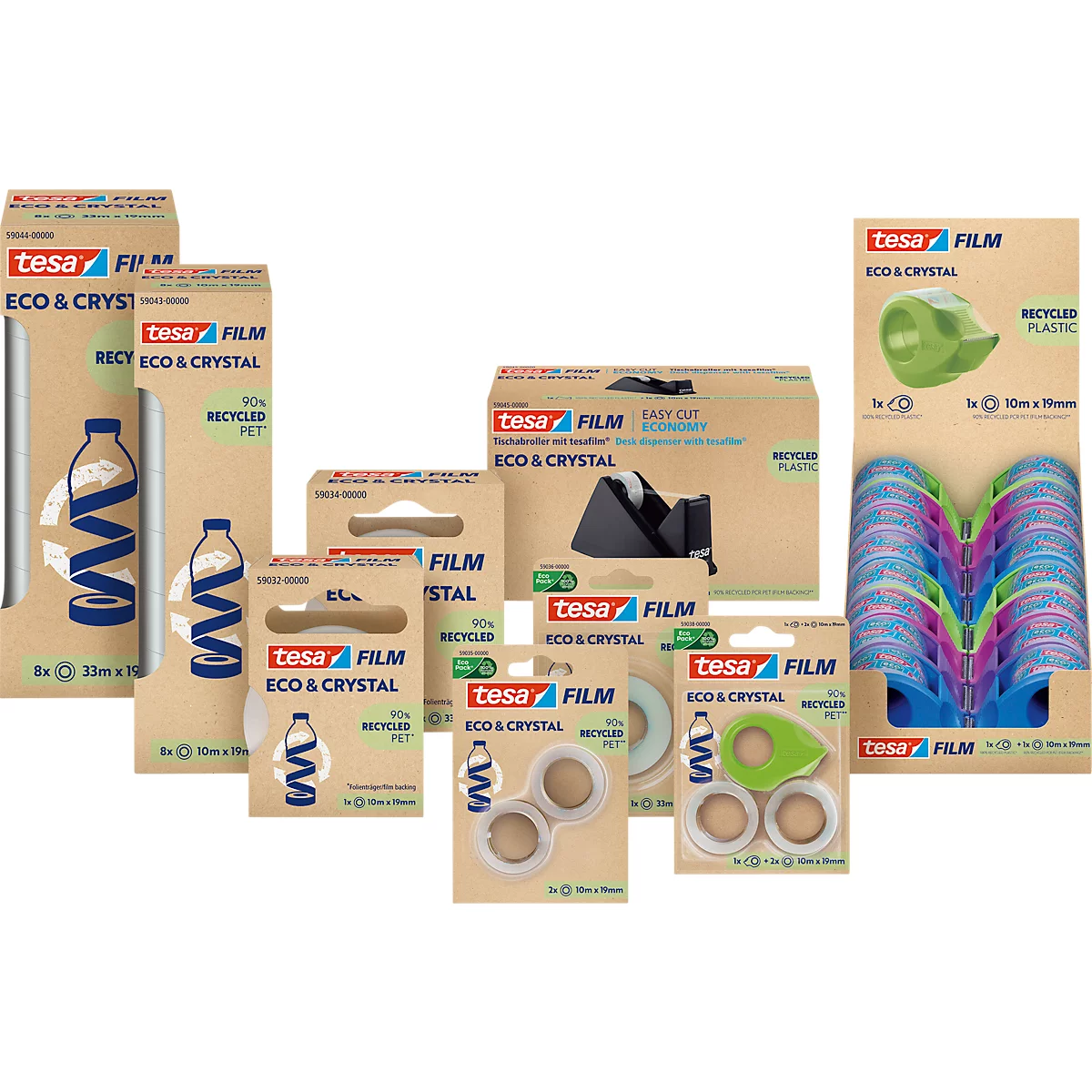 Tesa® Dérouleur de table, pour rubans adhésifs jusqu'à L 19 mm x L 33 m, y compris 1 rouleau de tesafilm® eco &amp; crystal