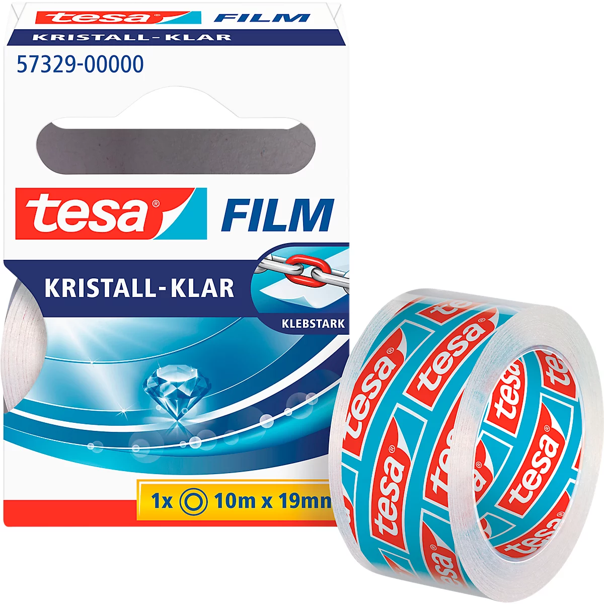 tesa Film kristallklar, 10 m x 19 mm, 10 Rollen