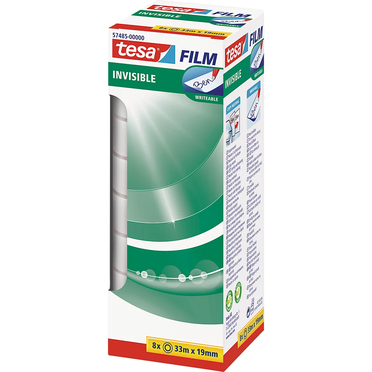 TESA Film, mat/invisible, 33 m x 19 mm, 8 rouleaux