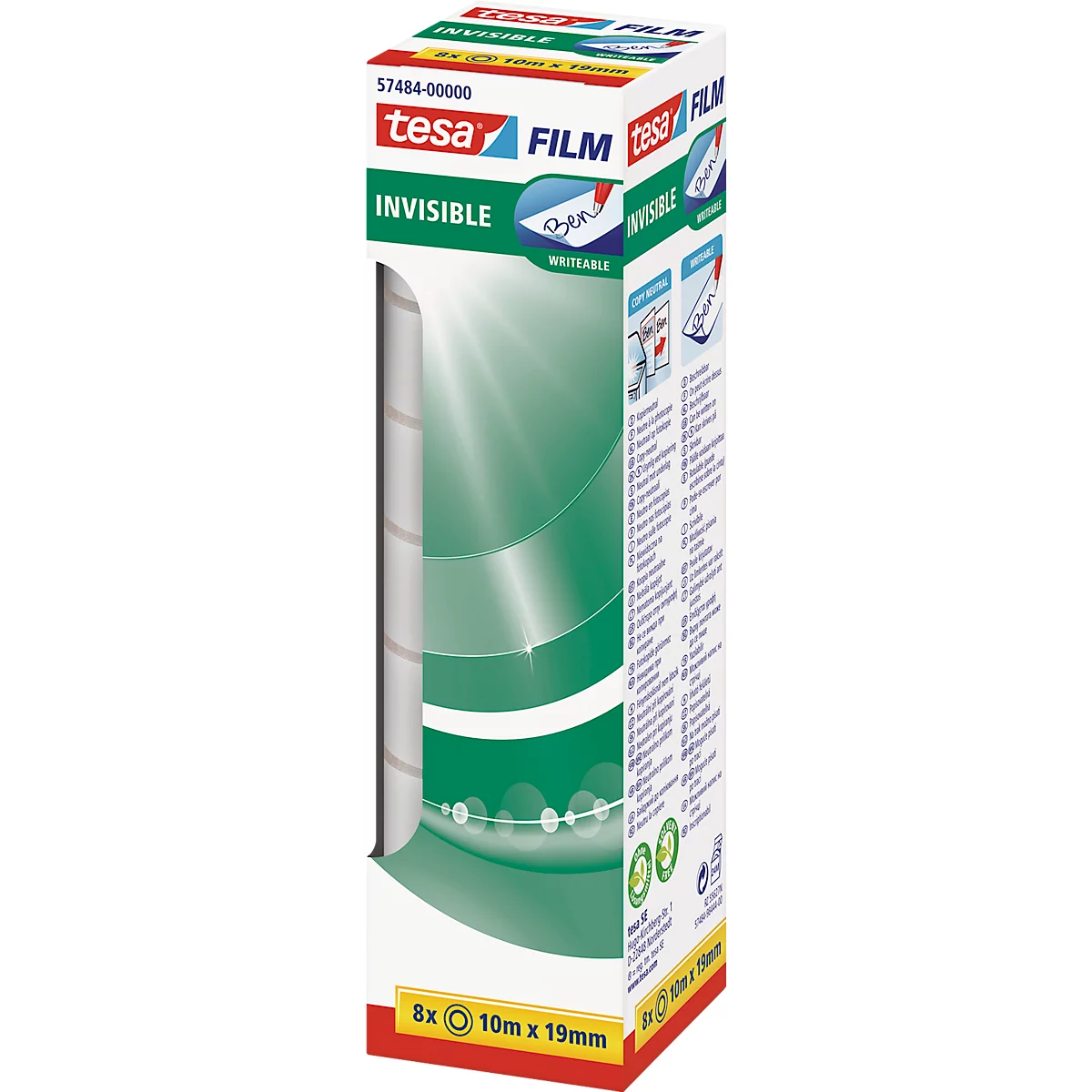 TESA-folie, mat/onzichtbaar, 10 m x 19 mm, 8 rollen