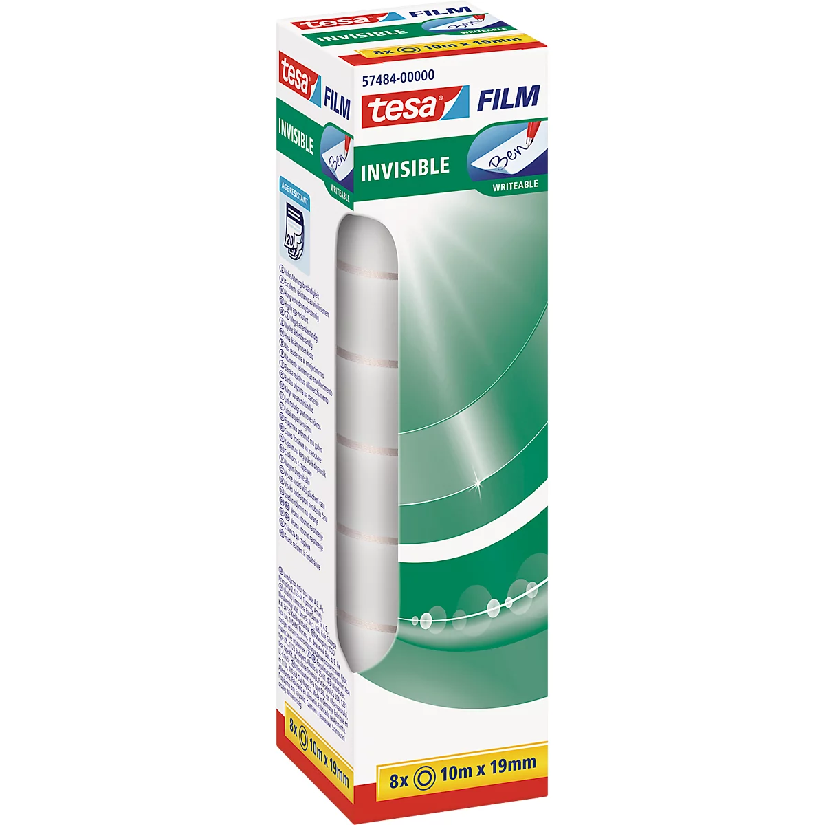 TESA-folie, mat/onzichtbaar, 10 m x 19 mm, 8 rollen
