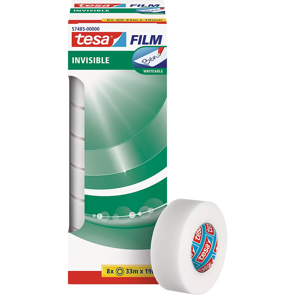 TESA-folie, mat/onzichtbaar, 33 m x 19 mm, 8 rollen