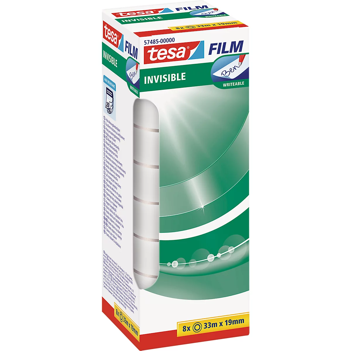 TESA-folie, mat/onzichtbaar, 33 m x 19 mm, 8 rollen