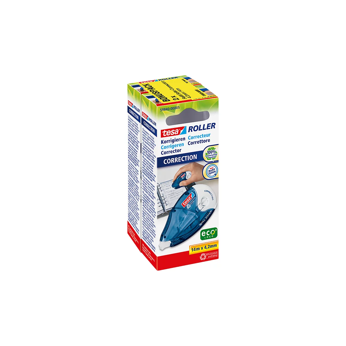 tesa® Korrekturroller Sparpack, 14 x 4,2 mm, 2 Stück