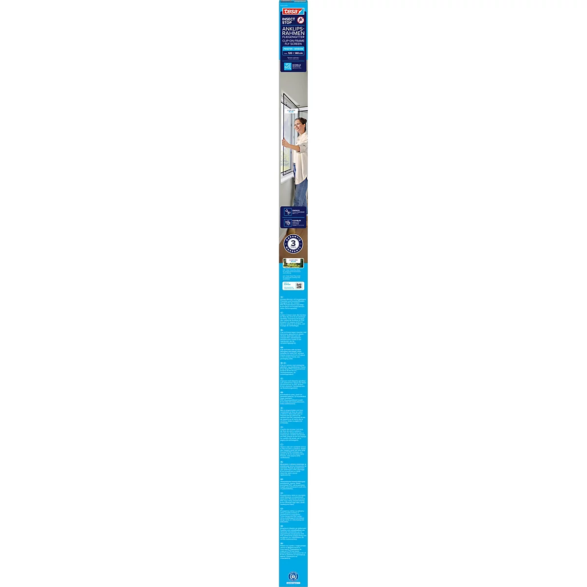 tesa® Moustiquaire INSECT STOP, à fixer sur le cadre de la fenêtre, L 1200 x l 1400 mm, anthracite-transparent
