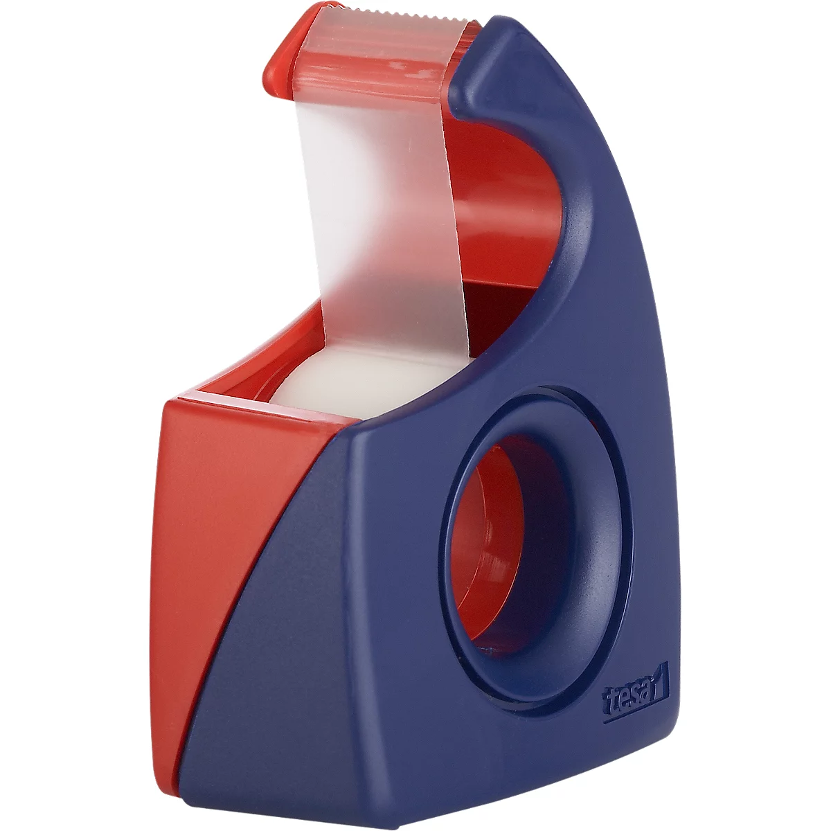 TESA plakband-handafroller Easy Cut, 10 m x 19 mm, rood/blauw