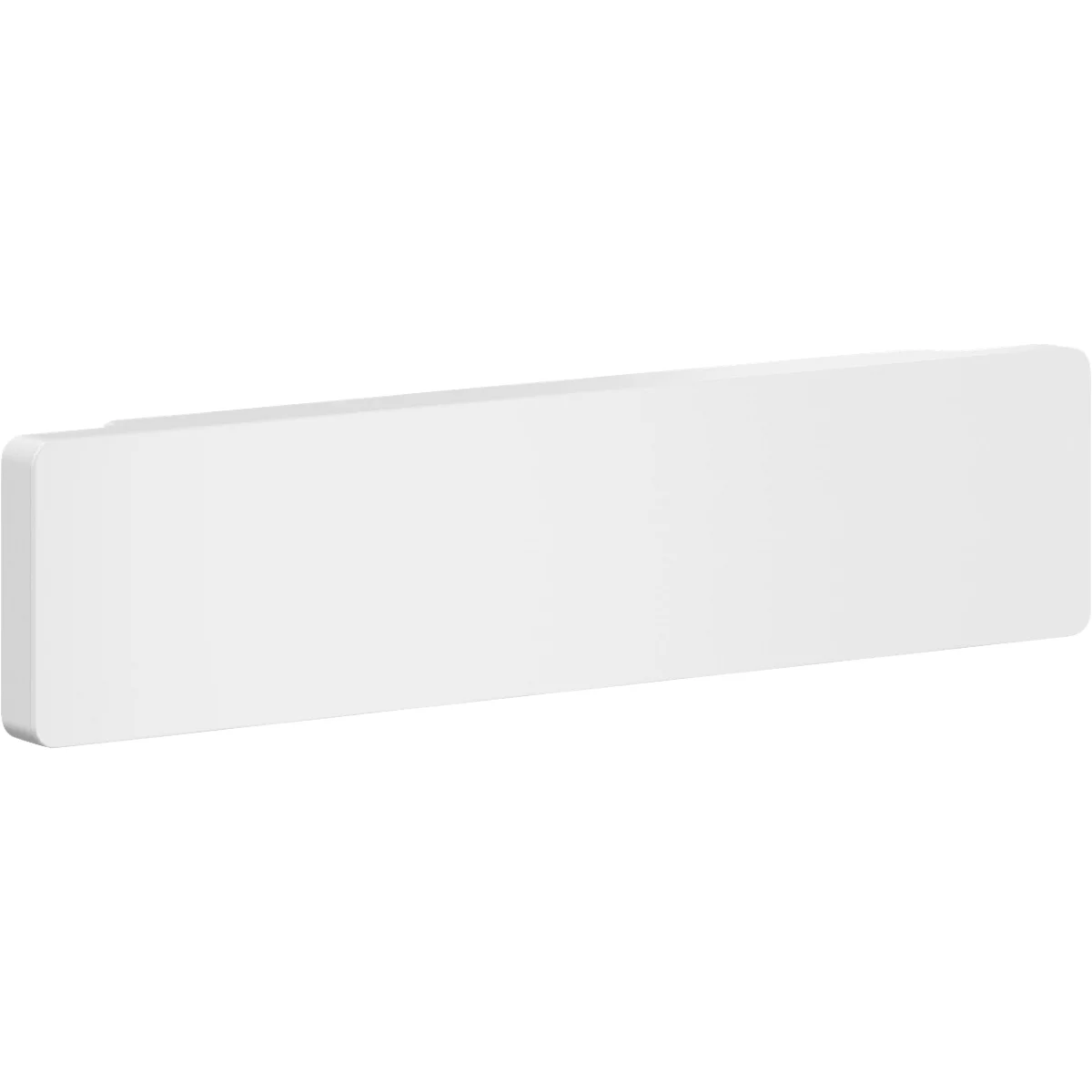 Un objet rectangulaire blanc aux coins arrondis, probablement un panneau mural ou un composant de construction similaire.
