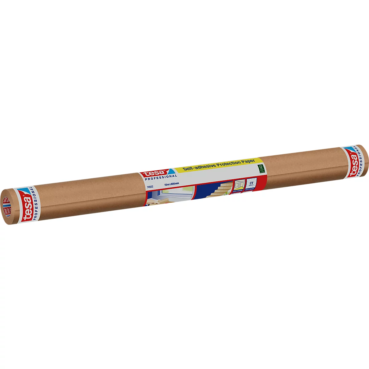 Gerolltes Schutzpapier von tesa. Aufschrift: Soft adhesive protection paper.