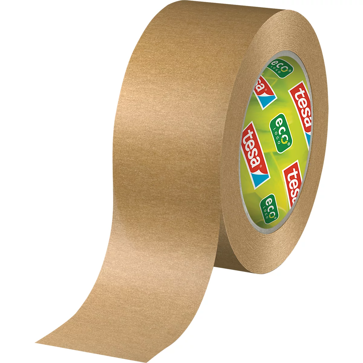 tesa® Ruban d'emballage Paper Standard ecoLogo, robuste, 1 rouleau de L 50 m x l 50 mm, papier FSC® &amp; caoutchouc naturel, marron