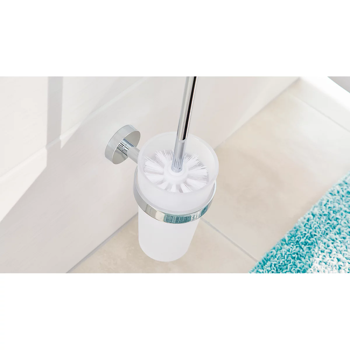 tesa® SMOOZ Toilettenbürste, verchromt, inkl. Klebelösung, starker Halt, B 95 x T 135 x H 395 mm