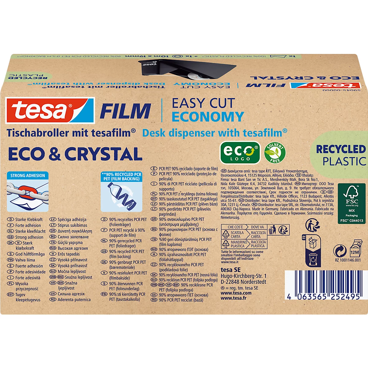 Tesa® Tischabroller, für Klebebänder bis B 19 mm x L 33 m, inkl. 1 Rolle tesafilm® eco & crystal