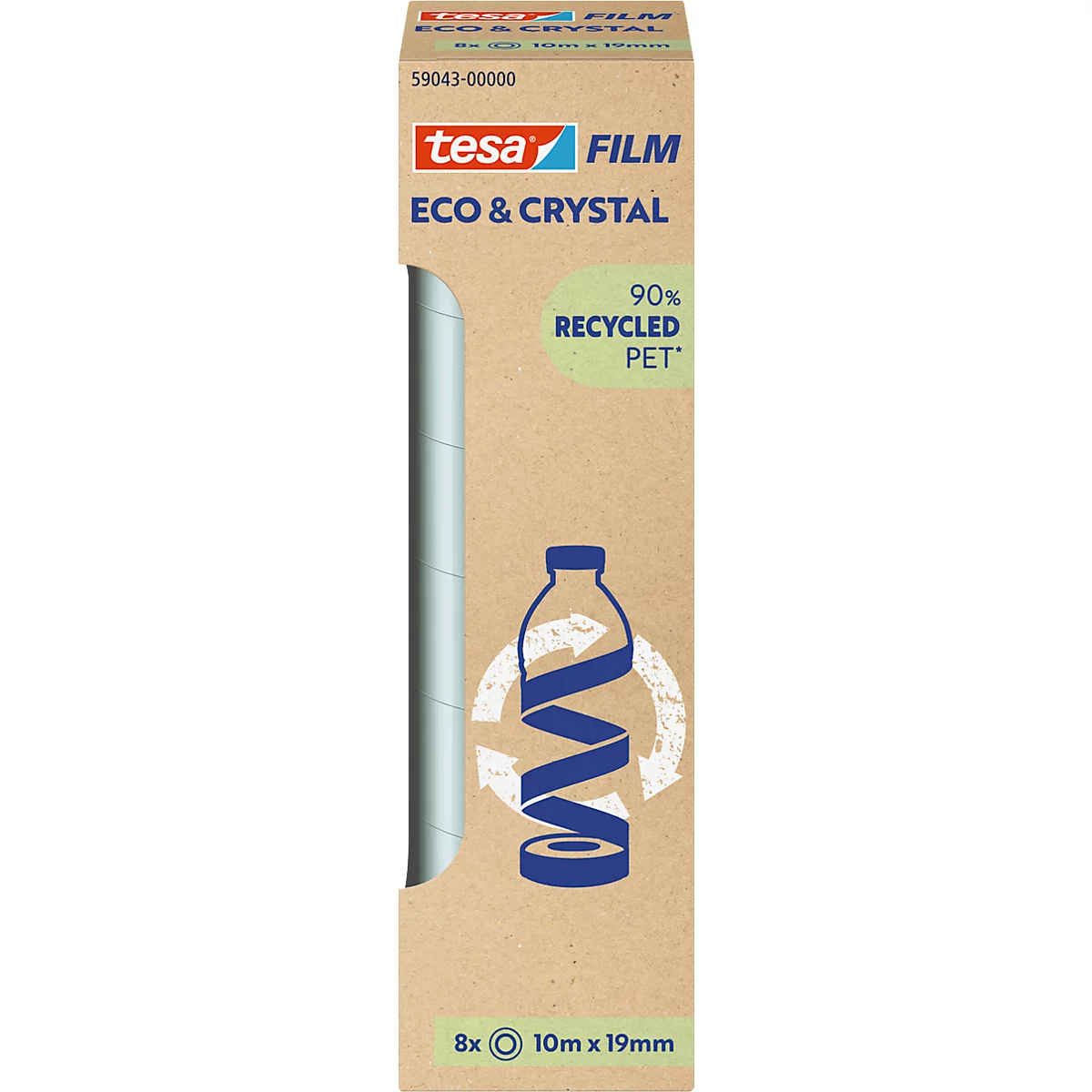 tesafilm® eco & crystal Klebeband, transparent, reißfest, L 10 m x B 19 mm, 8 Rollen