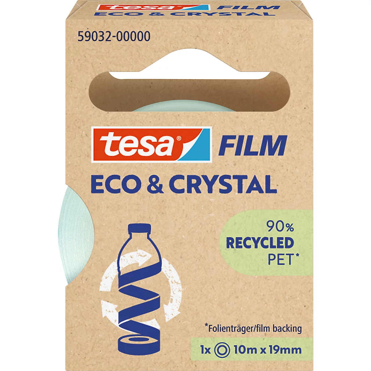 tesafilm® eco &amp; crystal Ruban adhésif, transparent, résistant à la déchirure, L 10 m x l 19 mm, 1 rouleau