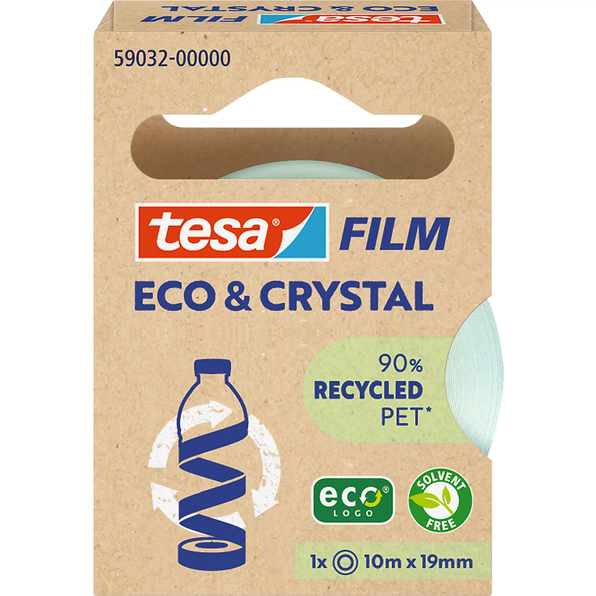 tesafilm® eco &amp; crystal Ruban adhésif, transparent, résistant à la déchirure, L 10 m x l 19 mm, 1 rouleau