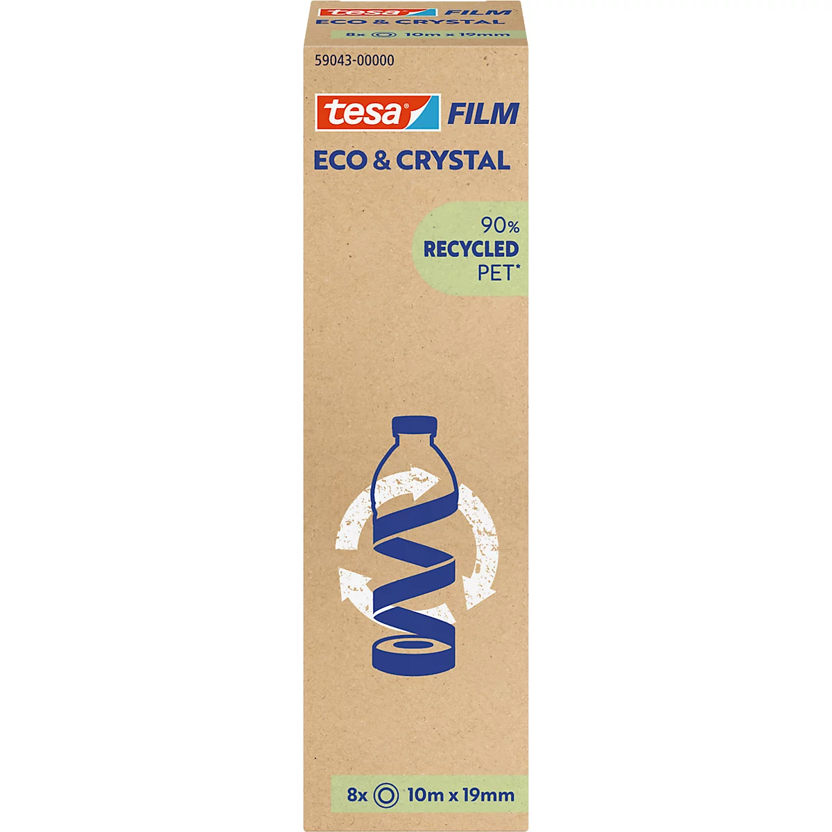 tesafilm® eco &amp; crystal Ruban adhésif, transparent, résistant à la déchirure, L 10 m x l 19 mm, 8 rouleaux