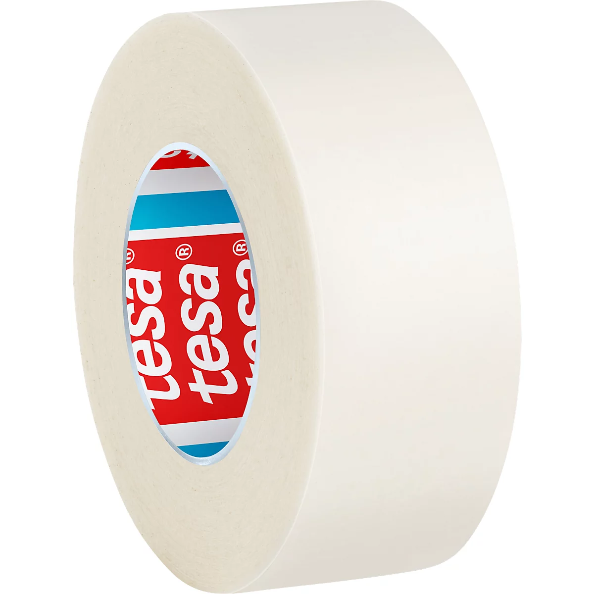 Roll of white tape. Inside, red logo with "tesa" in white.