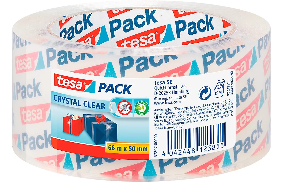 Tesa Pack 4124 Premium PVC – Lot de 6 – Ruban adhésif en PVC pour
