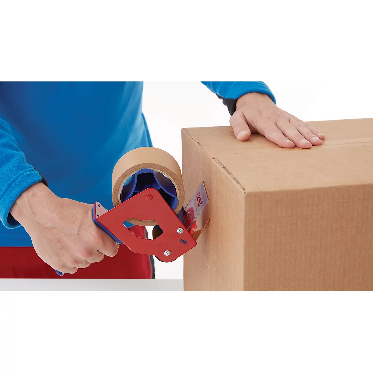 tesapack® handdispenser 6300 Economy, voor rollen tot Ø 120 x B 50 mm, manueel verstelbare rolrem, omkeerbaar mes met deksel