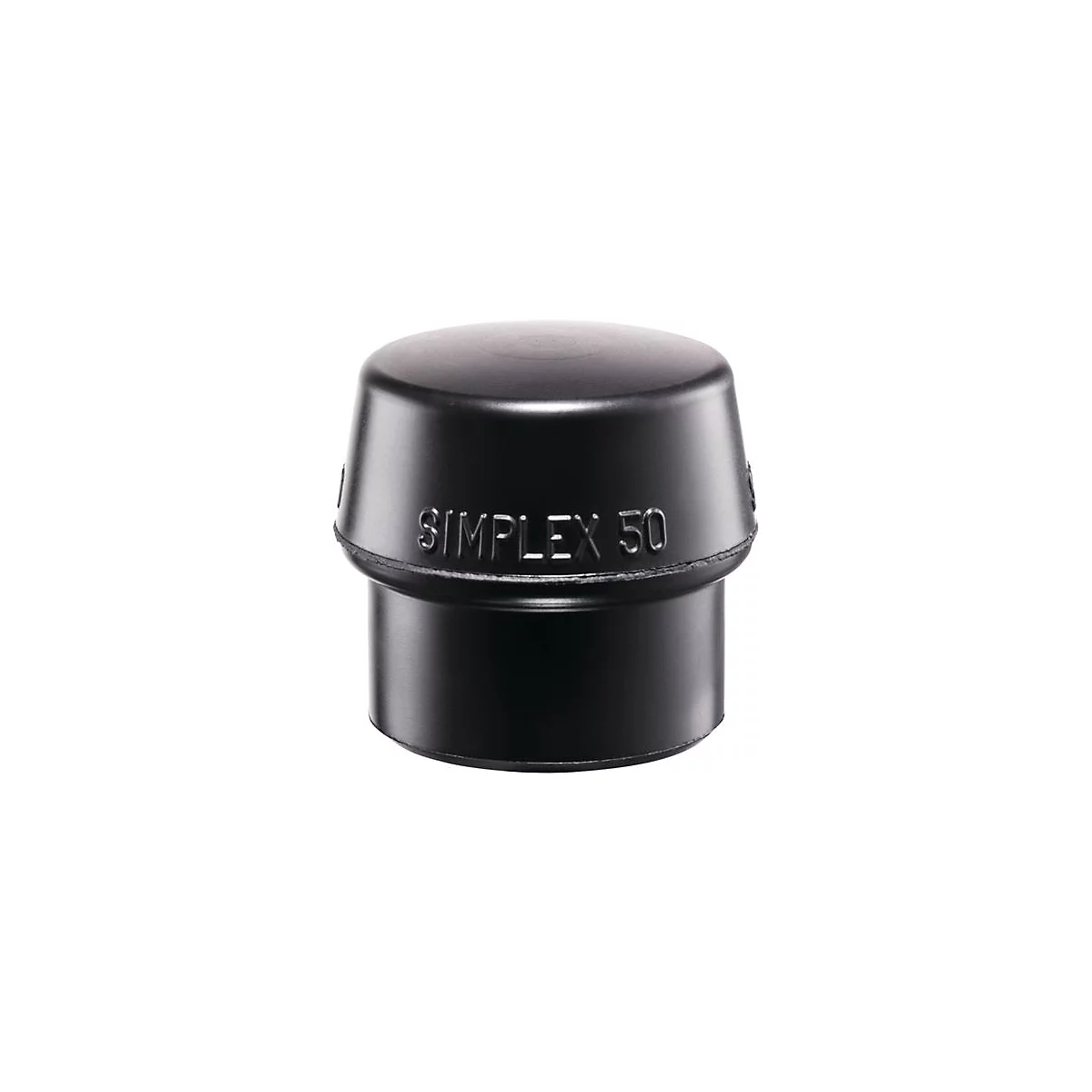Bouchon de tuyau en plastique noir avec l'inscription "SIMPLEX 50".