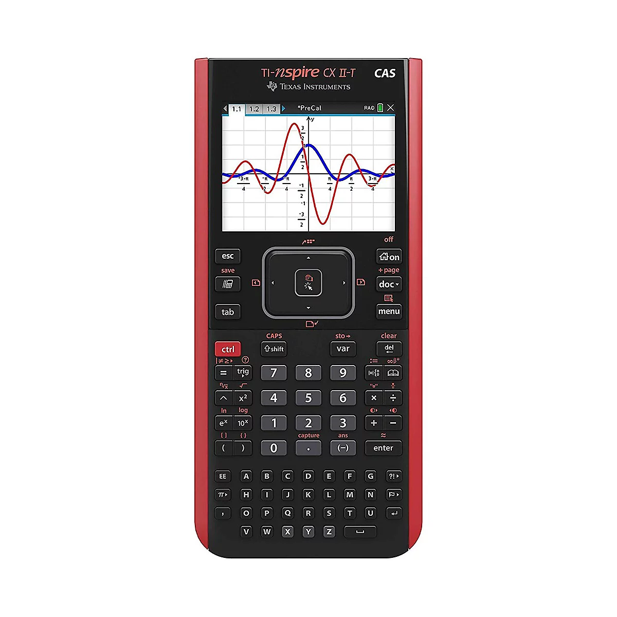 Taschenrechner Texas Instruments TI-Nspire CX II-T, Display mit Funktionsgraphen.