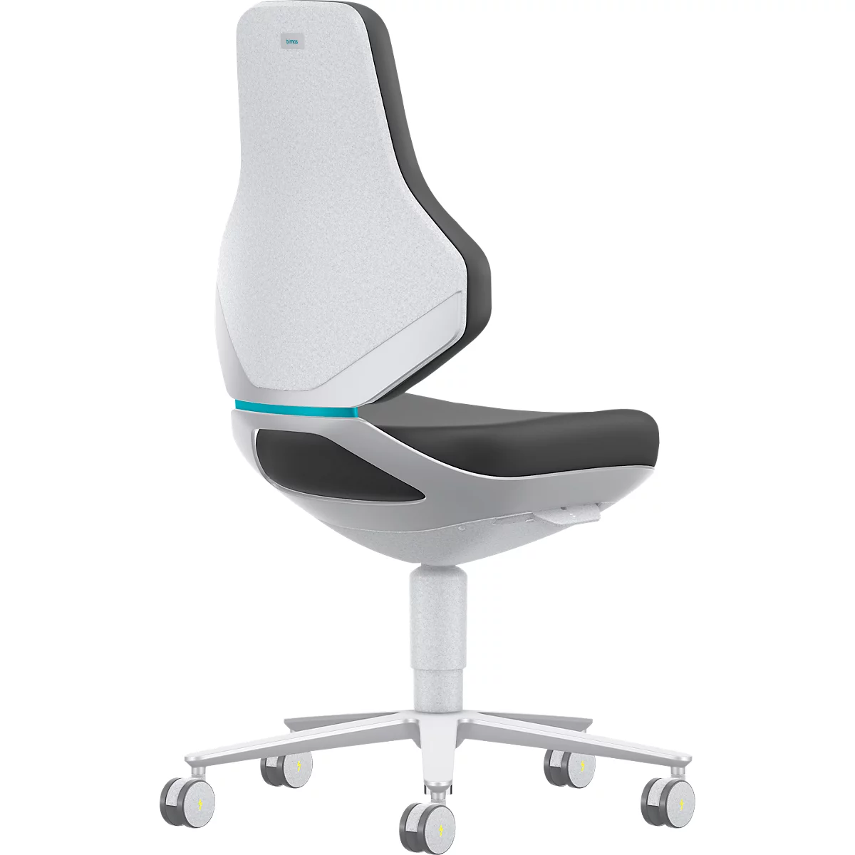 TEXON 2 Siège de travail pour salles blanches Skintec noir, conforme ESD &amp; salles blanches, avec roulettes