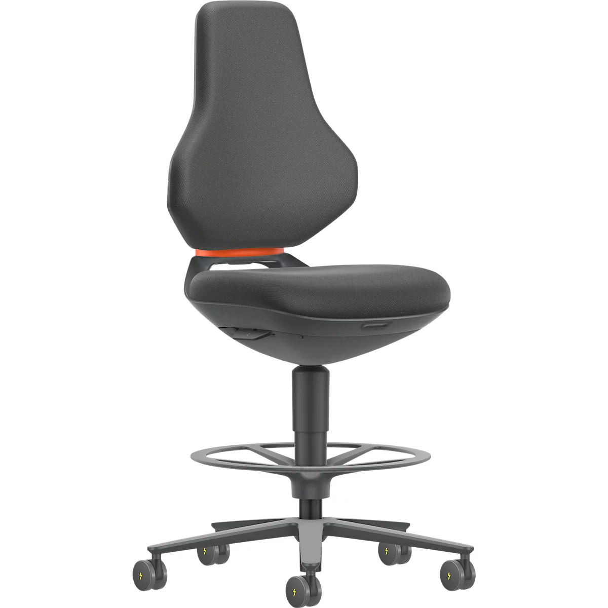 TEXON industrie- en laboratoriumdraaistoel met stoffen bekleding, ergonomisch, zithoogte 570-810 mm