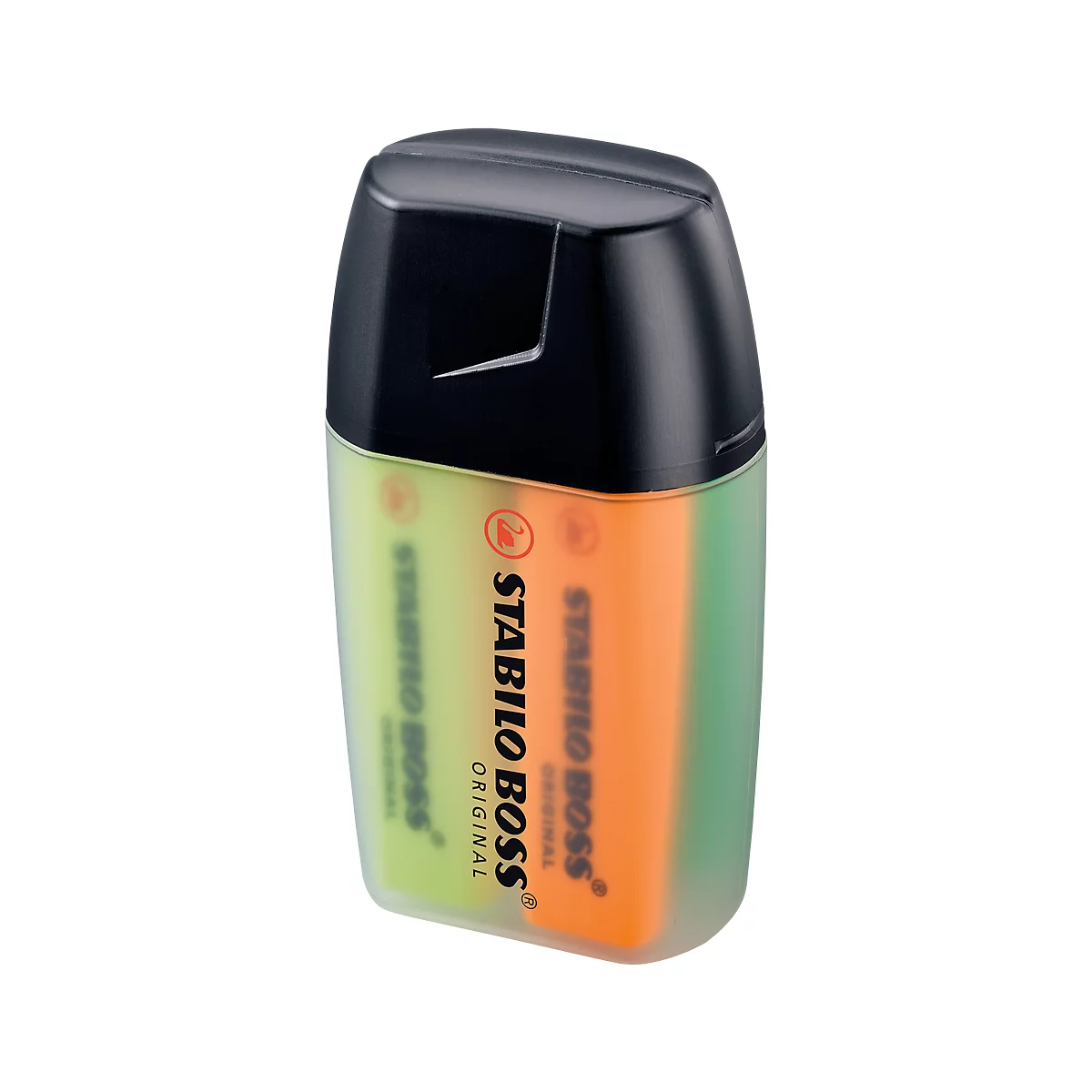 Textmarker STABILO® BOSS Original, 4er-Box, Keilspitze, lichtbeständig, schnell trocknend, gelb/blau/grün/orange