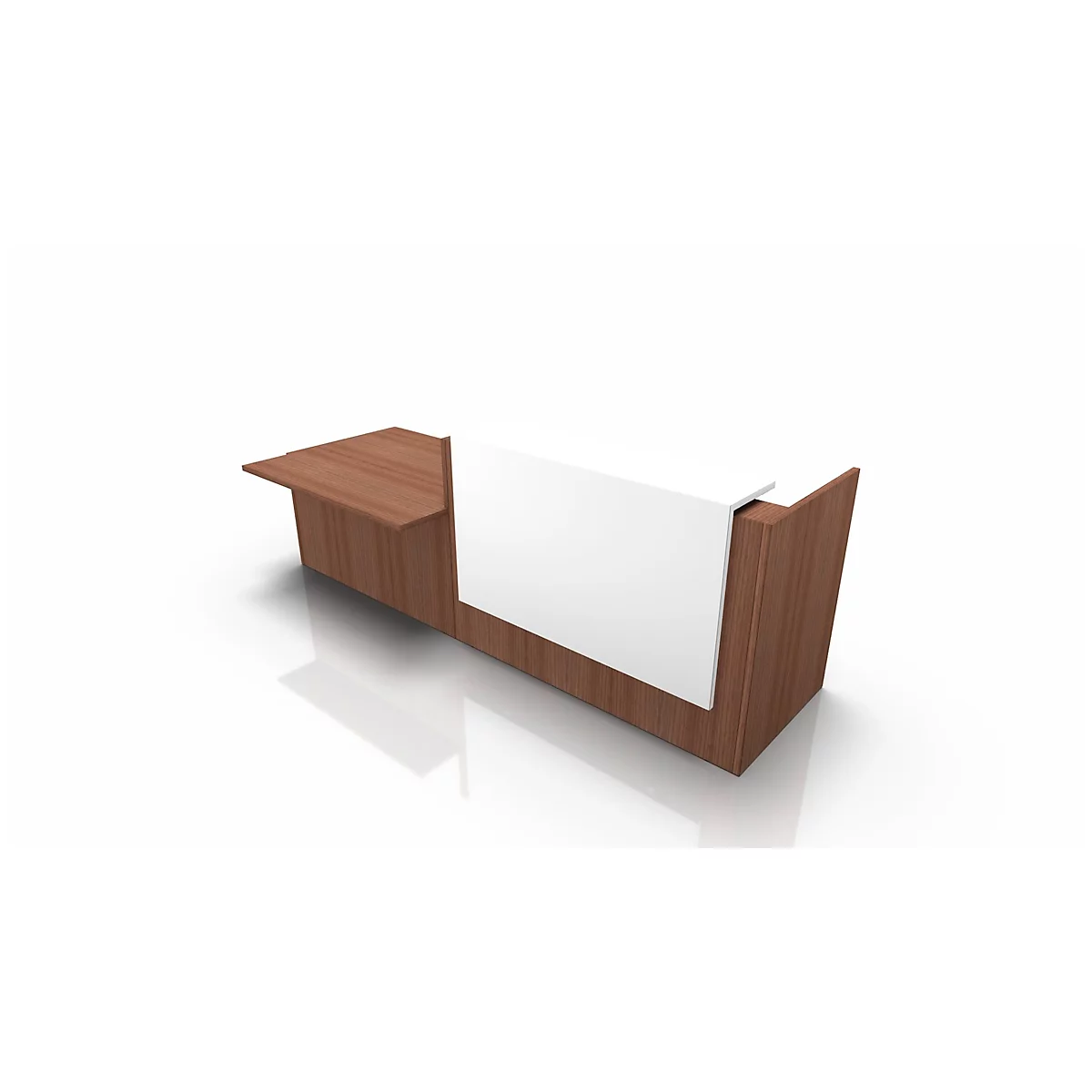 Theke Spezia, Ablage, rechts, B 3060 x T 1125 x H 1130 mm, Nuss Canaletto/weiß