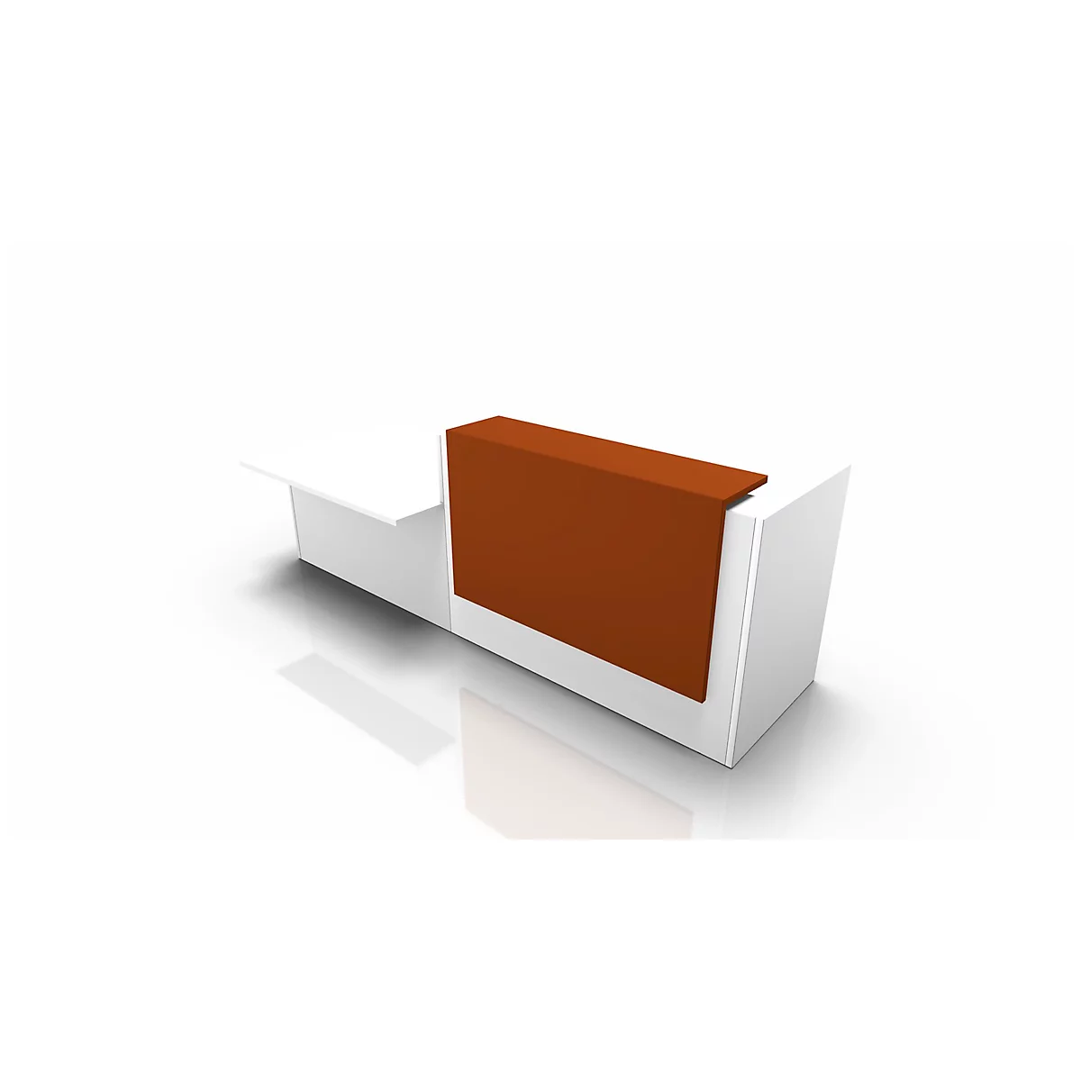 Theke Spezia, Ablage, rechts, B 3060 x T 1125 x H 1130 mm, weiß/orange