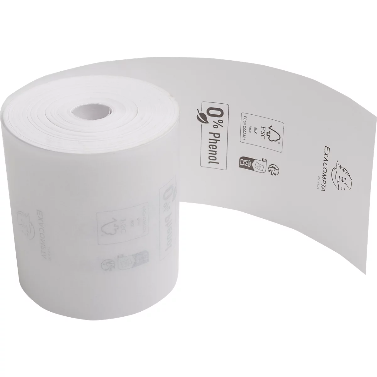 Thermische rol Exacompta 40768E, voor kassa's &amp; weegschalen, 48 g/m², L 76 m x B 80 mm, FSC® papier, wit, 10 rollen