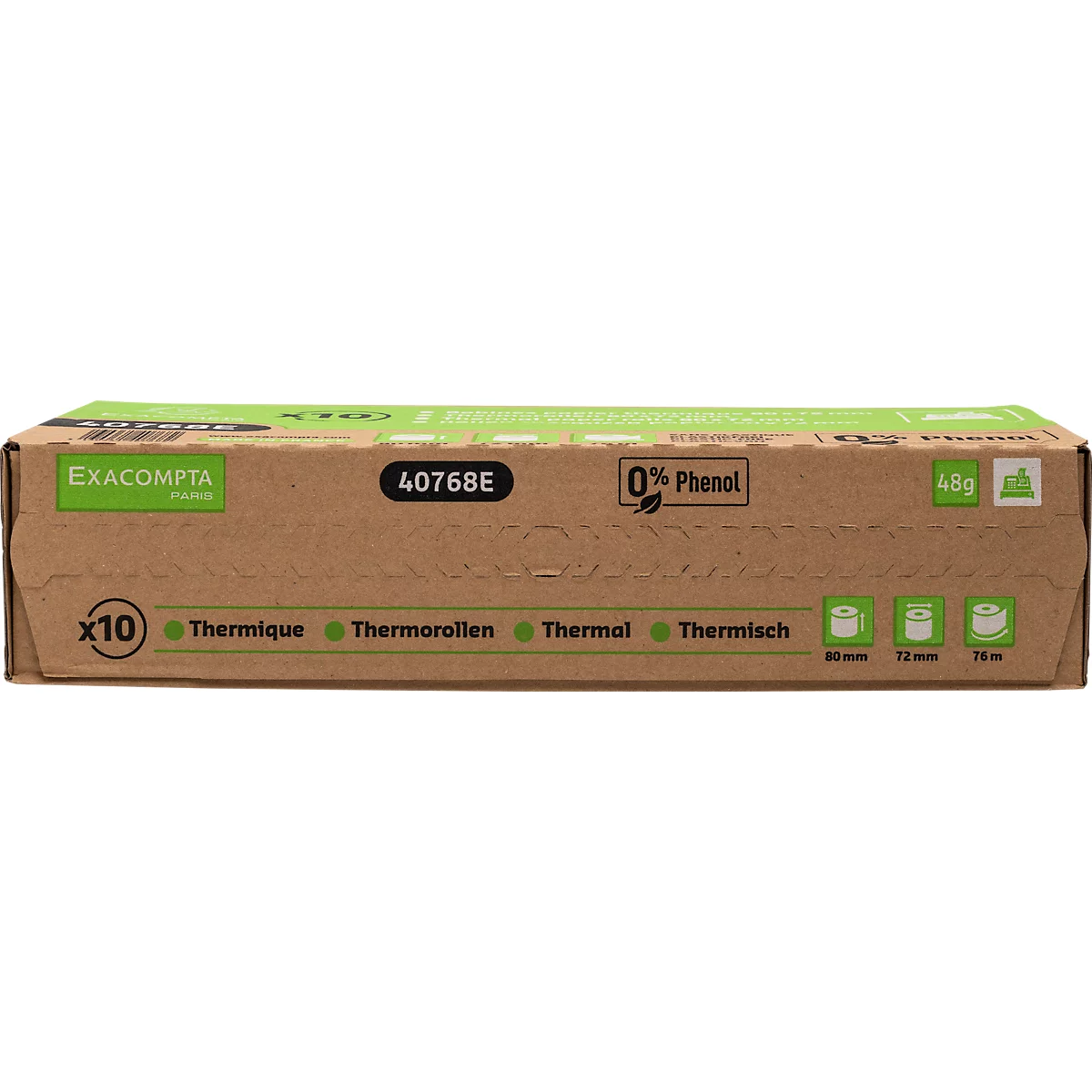 Thermische rol Exacompta 40768E, voor kassa's &amp; weegschalen, 48 g/m², L 76 m x B 80 mm, FSC® papier, wit, 10 rollen