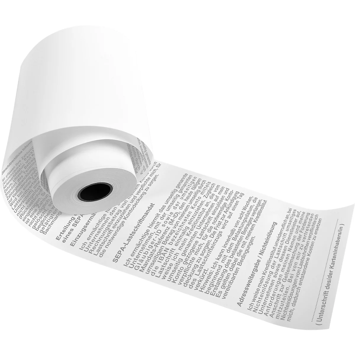 Thermische rol Exacompta SEPA, achterzijde bedrukt met tekst SEPA incasso, 1-laags, 55 g/m², L 18 m x B 57 mm, Ø 40 mm, 10 rollen, wit