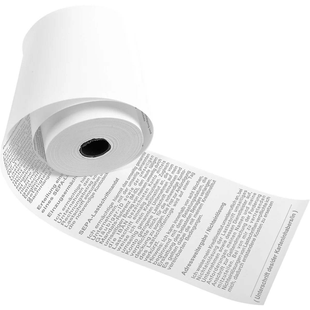 Thermische rol Exacompta SEPA, achterzijde bedrukt met tekst SEPA incasso, 1-laags, 55 g/m², L 24 m x B 57 mm, Ø 46 mm, 5 rollen, wit