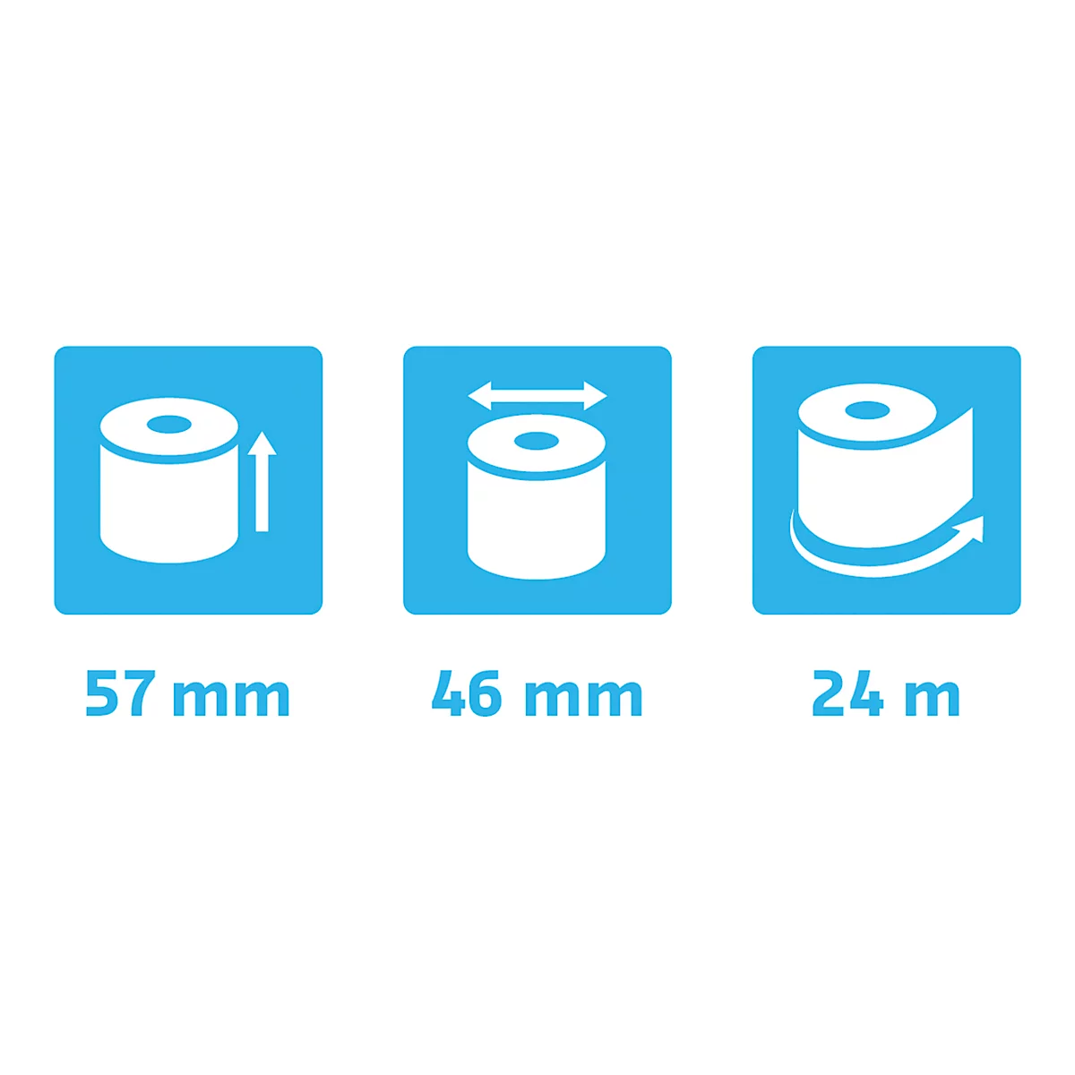 Thermische rol Exacompta, voor kaartbetalingen, 1-laags, BPA-vrij, FSC-gecertificeerd, 55 g/m², L 24 m x B 57 mm, Ø 46 mm, 5 rollen, wit