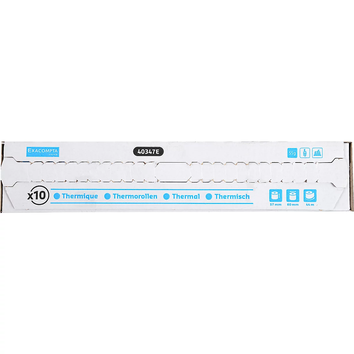 Thermische rol Exacompta, voor kaartbetalingen en kassa's, 1-laags, BPA-vrij, FSC-gecertificeerd, 55 g/m², L 44 m x B 57 mm, Ø 60 mm, 10 rollen, wit