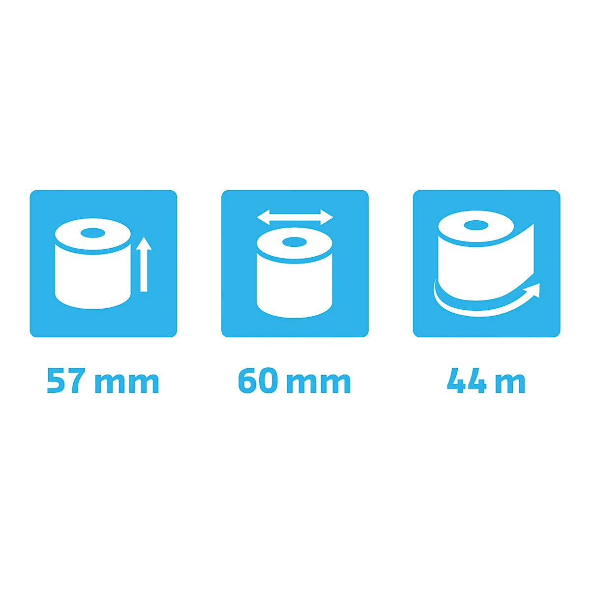 Thermische rol Exacompta, voor kaartbetalingen en kassa's, 1-laags, BPA-vrij, FSC-gecertificeerd, 55 g/m², L 44 m x B 57 mm, Ø 60 mm, 10 rollen, wit