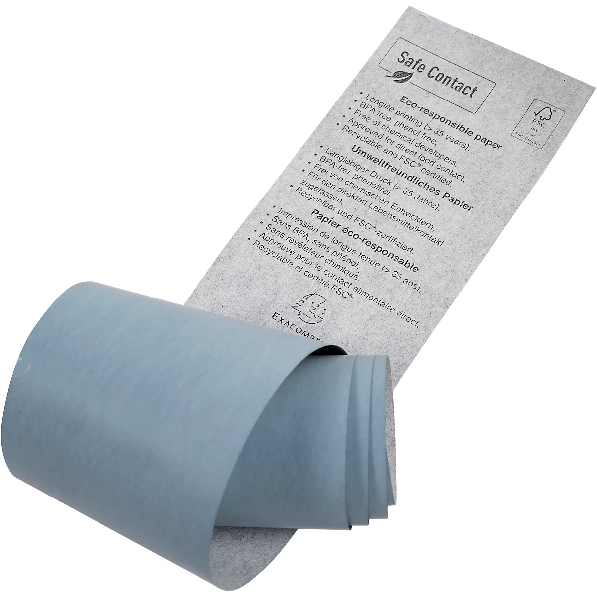 Thermische rol Safe Contact, 1-laags, 52 g/m², B 57 mm x L 18 m, Ø 40 mm, 20 rollen, blauwgrijs
