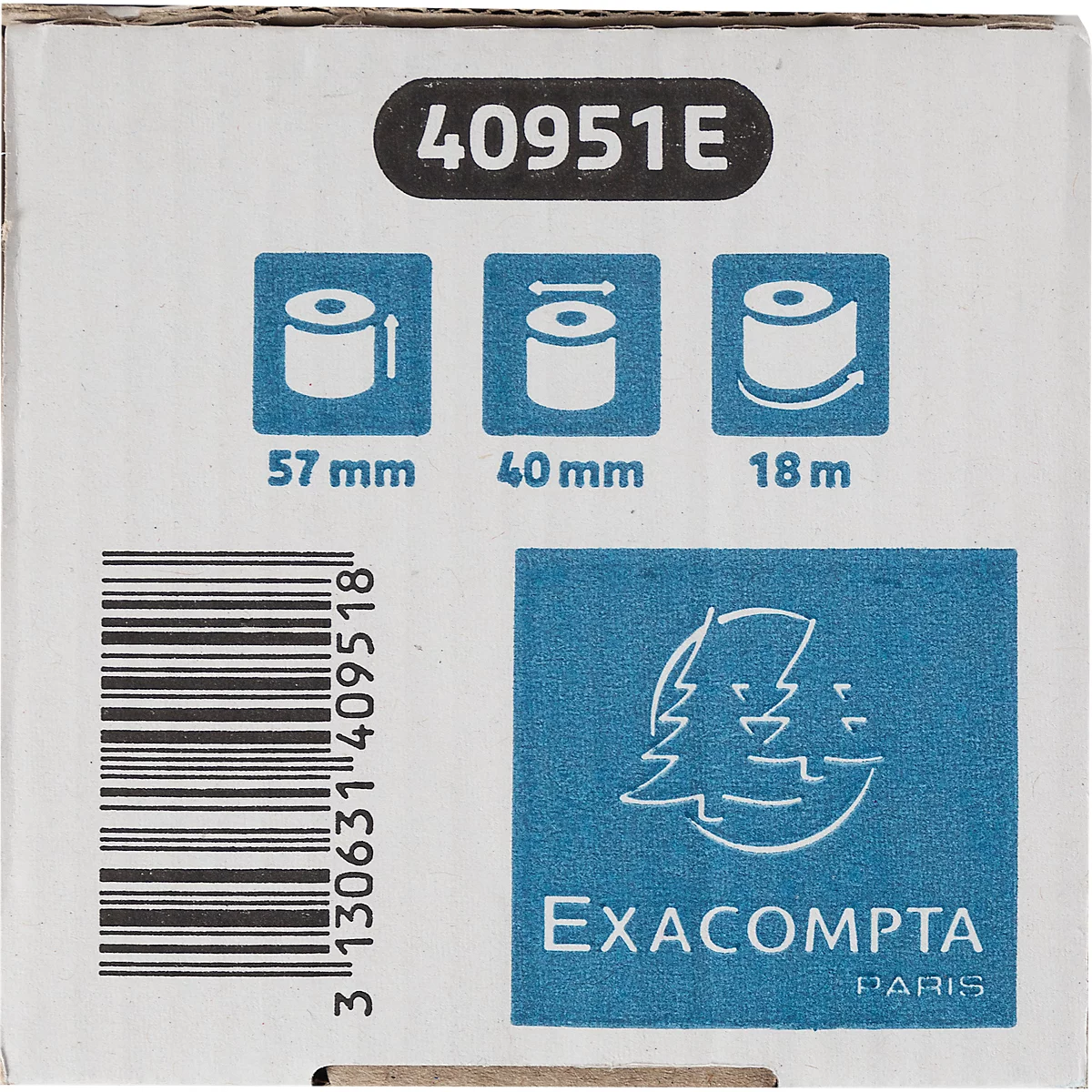 Thermische rol Safe Contact, 1-laags, 52 g/m², B 57 mm x L 18 m, Ø 40 mm, 20 rollen, blauwgrijs