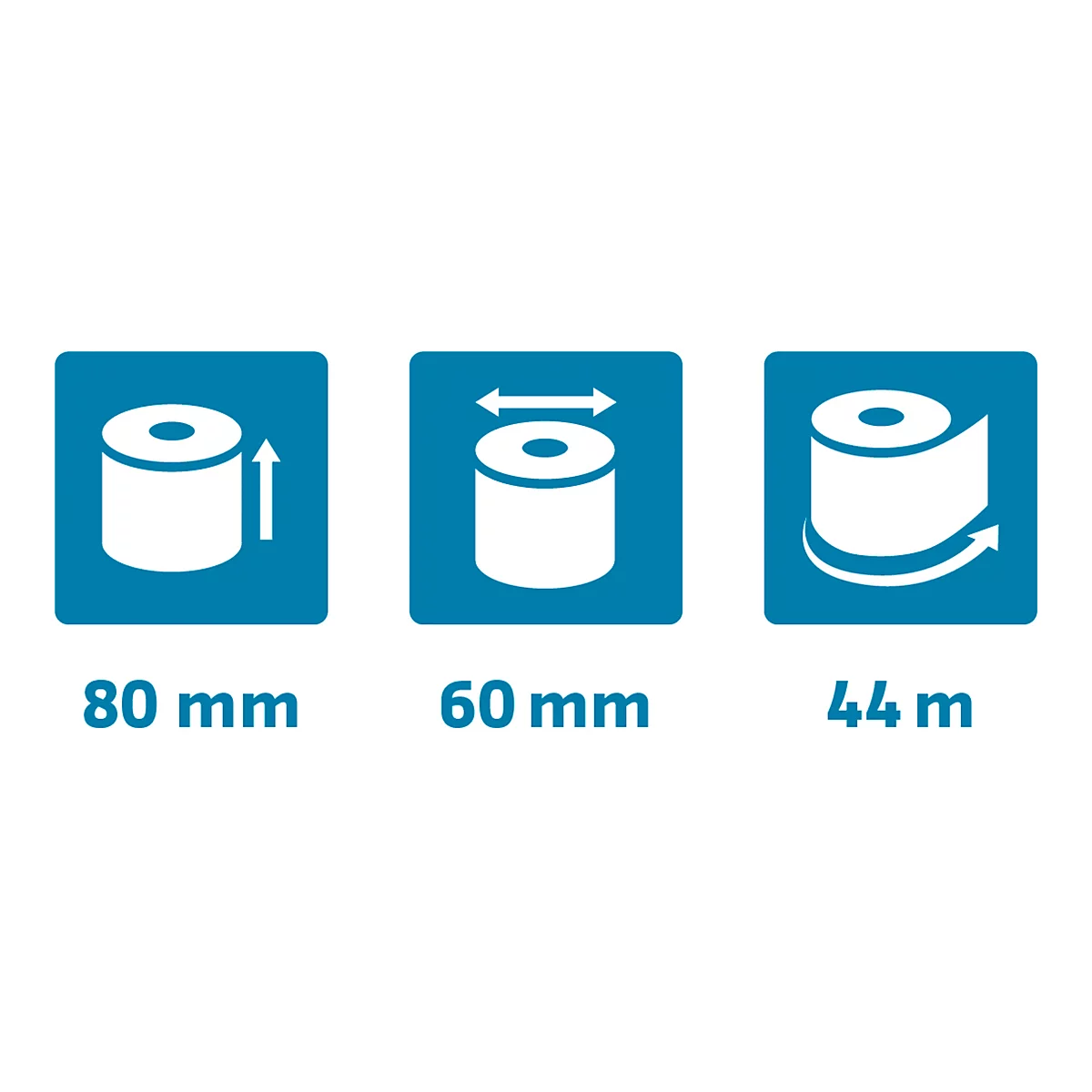 Thermische rol Safe Contact, 1-laags, 52 g/m², B 80 mm x L 44 m, Ø 60 mm, 10 rollen, blauwgrijs