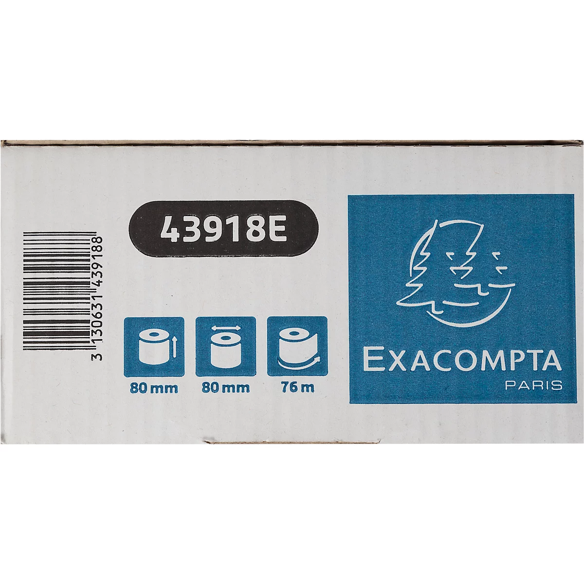 Thermische rol Safe Contact, 1-laags, 52 g/m², B 80 mm x L 76 m, Ø 80 mm, 10 rollen, blauwgrijs