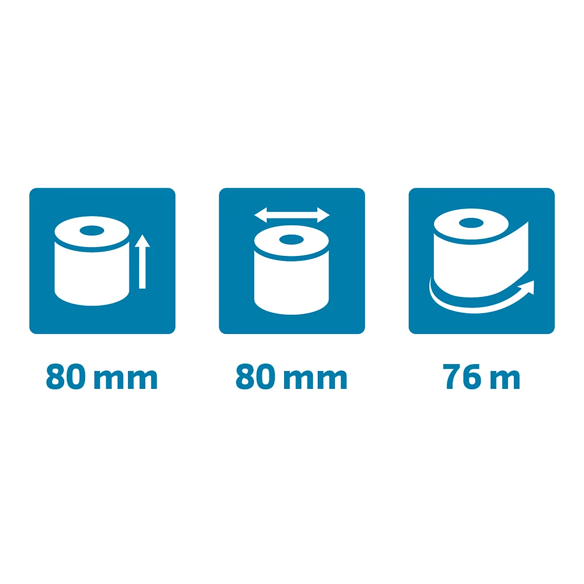 Thermische rol Safe Contact, 1-laags, 52 g/m², B 80 mm x L 76 m, Ø 80 mm, 10 rollen, blauwgrijs