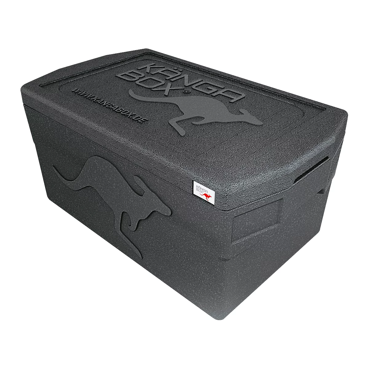 Thermobox Kängabox® Comfort GN 1/1, Volumen 46 l, Komfort-Tragegriffe, stapelbar, mit Deckel, wiederverwendbar, L 690 x B 400 x H 335 mm, EPP, schwarz